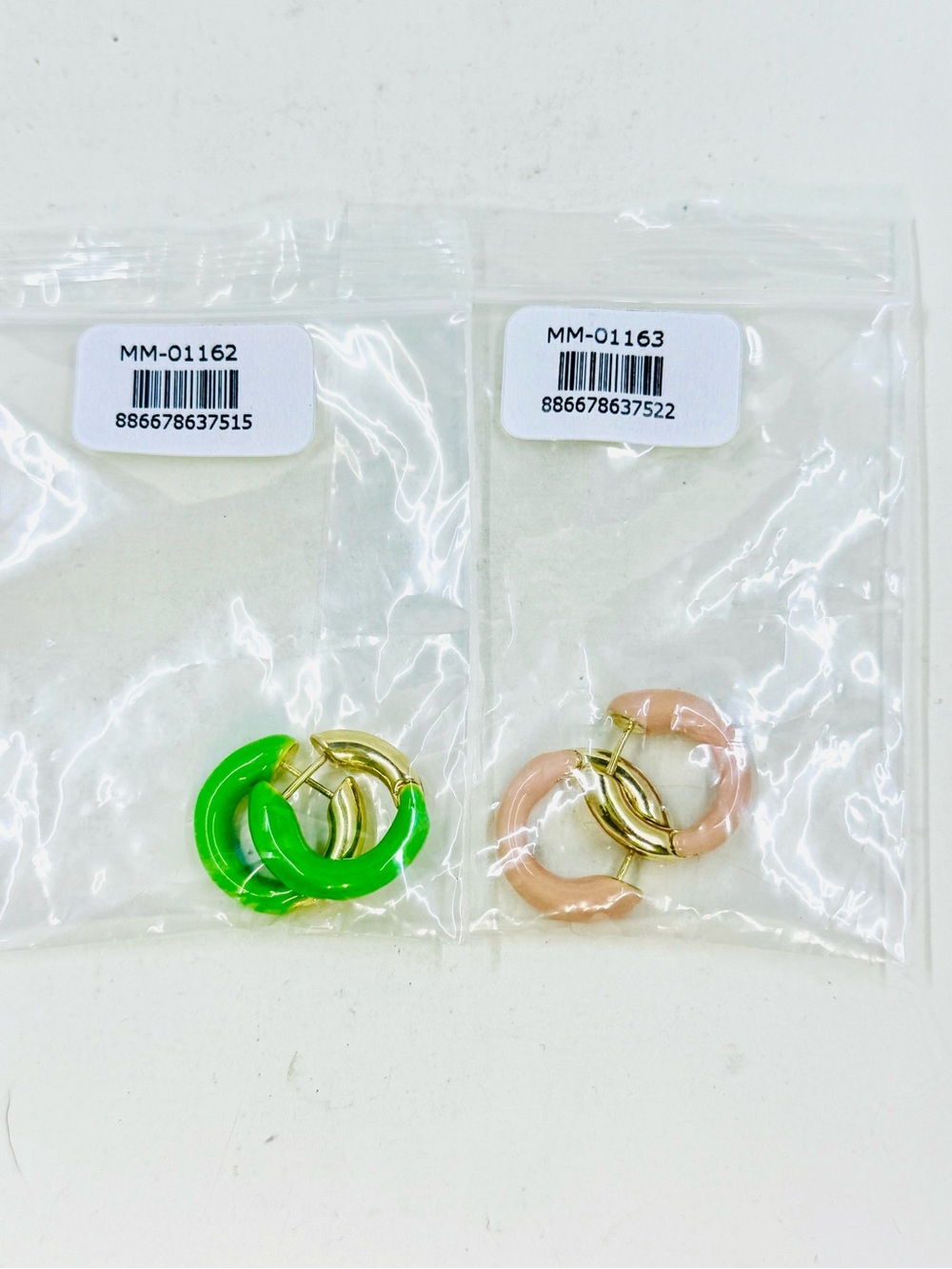 Mayamar 24k Gold Dipped & Green & Pink Enamel Hoop Earrings 20mm NWT